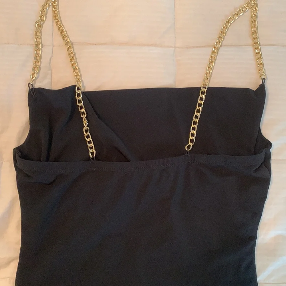Black Chain-Strap Bodysuit